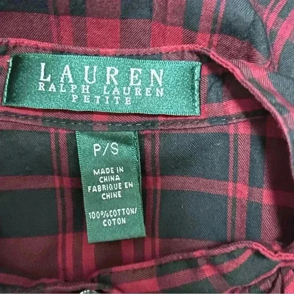 Lauren Ralph Lauren Petite Plaid Button Down Top - Picture 3 of 3
